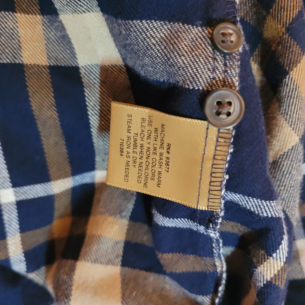 The Foundry Supply Co. Navy and Beige Plaid Long Sleeve Button Up Sz 4XLT - Picture 6 of 11
